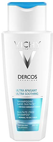 Vichy Dercos Technique Shampoo zur Behandlung von empfindlicher Kopfhaut, nährt und repariert, Anti-Juckreiz, ohne Silikone, für fettiges Haar und empfindliche Kopfhaut, 200 ml