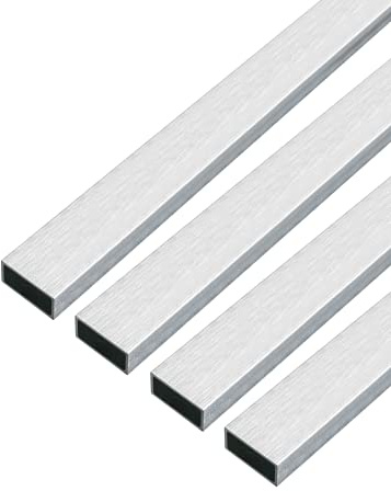 Alberts 499501 Rechteckrohr | Aluminium, edelstahldesign, hell | 1000 x 20 x 10 mm | 4er Set