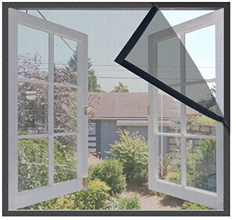 Orumrud Fiberglas Fliegengitter Fenster 120x180cm, Grau Insektenschutz Fenster Fliegennetz Fenster Fliegengitter Fenster Moskitonetz für Fenster Ohne Bohren Kinderleichte Klebemontage mit Klettband