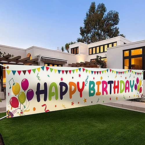 Großes buntes Happy Birthday-Garten-Spruchband, 299.7x50 cm, Outdoor-Geburtstags-Party-Dekoration, hängende Banner für drinnen und draußen