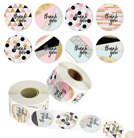 jiuzcare Danke aufkleber 3.8cm Aufkleber Rund Danke Aufkleber Etiketten zum Beschriften Etiketten Marmelade Handmade Aufkleber Weihnachtsaufkleber für Papiertüten für Die Geschenkdekoration, CY12