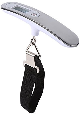 Reisegepäckwaage Gepäckwaage Tragbare Digitalwaage Elektronische Kofferwaage Hängewaage Gepäckwaage Hochpräzise Digitale Gepäckwaage LCD-Anzeige 50Kg/10G(Silber01)