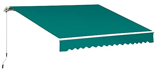 Outsunny Store banne Manuel rétractable alu. Angle Réglable Polyester imperméabilisé Haute densité 3,5L x 2,5l m Vert