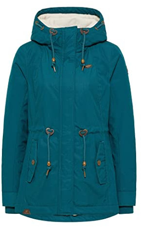 Ragwear MONADIS Damen Frauen Parka,Mantel,Übergangsmantel mit Kapuze,Herbstmantel,wasserabweisend,Grün,S