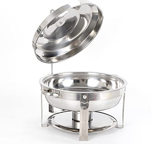 Hot Pot Heizung aus Edelstahl, 7.5L Runder Chafing Dish Speisenwärmer aus Edelstahl, Warmhaltebehälter Chafing Dish Speisewärmer Wärmebehälter Dish Standfuß