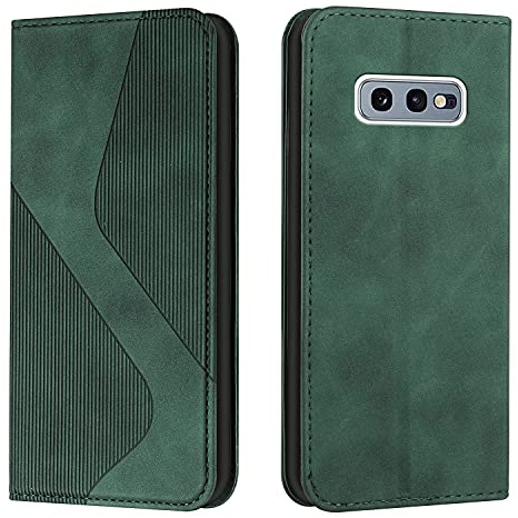 Mo-Somnus Kompatibel mit Samsung Galaxy S10E Hülle, Schutzhülle Samsung S10E, Magnet PU Leder Tasche Flip Handyhülle Samsung S10E, Klappbar Kartenfächer Samsung S10E Brieftasche Klapphülle (Grün)