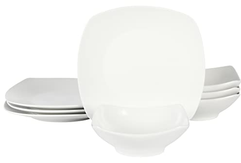 Gibson Home Zen Buffet - Juego de vajilla de porcelana mate, 8 piezas, color blanco