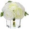 Briful Fiori artificiali di camelia con vaso di vetro, grandi fiori finti color crema con acqua finta, piante artificiali per casa, ufficio, bagno, decorazione