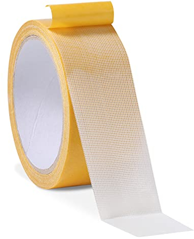 TOYMIS 4 cm x 10 m Doppelseitiges Klebeband, Multifunktionales Doppelseitiges Klebeband, Strapazierfähig, Super Klebrig, Für Teppiche Mit Glasfasernetz, Für Zuhause, Büro, Schule