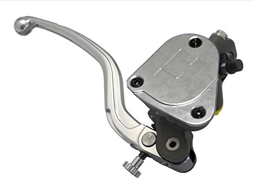 Pompa Freno Forgiata 16X18 Con Vaschetta Integrata,Leva Fissa Lunga Argento (Pomello+Leva) per Aprilia Dorsoduro 900 dal 2017 al 2018, CC 900