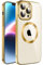 S. Dawezo Klare Magnetische Hülle für iPhone 12 Pro, kompatibel mit MagSafe Kabelloses Laden, Militärnorm Schutz, Kratzfest, Stoßfest, Schlanke Transparente Silikonhülle für iPhone 12 Pro Hülle, Gold