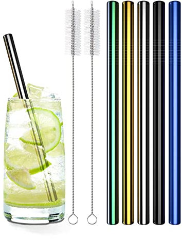Strohhalm Edelstahl 5pcs Wiederverwendbar Metall Mit Zwei Strohhalmstiften Einer Aufbewahrungstasche Metal Straw