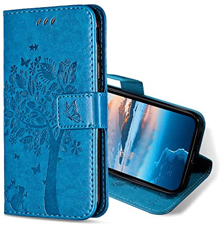 KANVOOS Coque pour Samsung Galaxy A22 4G / M32 4G / M22 4G, Etui Protection Housse Premium en Cuir PU, Antichoc Étui à Rabat Portefeuille Flip Case pour Samsung A22 4G / M32 4G / M22 4G (Bleu)