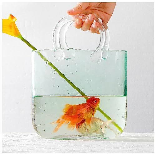Tasche Vase, Mit Blasen Vase Glas Handtasche Vase Personalisiert, FüR Heimdekoration Dekoration,Style1-Green