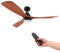 M Ledme - Ventilateur de plafond Led Wood 58W Noir, télécommande, moteur DC 30W+Lumière Led 18W, 6 vitesses, Silencieux, 3 Pales bois naturel, 132 cm, fonction été-hiver, minuterie