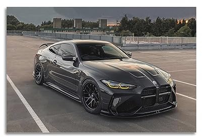 JIYUN Deutsches Supercar BMW M4 G82 Wettbewerb Rennwagen Poster - Dekorative Malerei Leinwand Wandkunst - Moderne Familie Schlafzimmer Dekor 30 x 45 cm