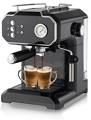 Cafetera Cafetera Cafetera eléctrica Espresso Cafetera portátil para el hogar Cápsula Semiautomática Espuma de Leche de Vapor de Alta presión (Color: Negro, Tamaño: UE) (Negro AU)