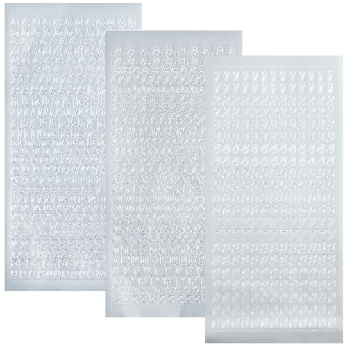 3 Blatt Wachsbuchstaben für Kerzen,Wachsbuchstaben,Buchstaben Aufkleber mit Zahlen,Buchstaben sticker,Klebebuchstaben Wetterfest,für Kommunion,Hochzeit,Fotoalbum,Scrapbook,Kerzen (Silber)