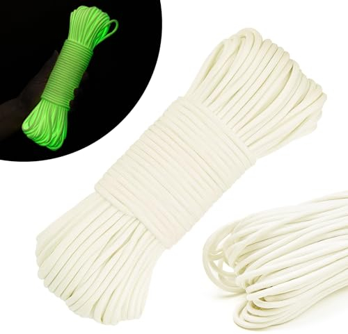 Fluoreszierende Paracord, 31M Multifunktional Paracord Seile, 4mm Paracord Schnüre 550 Seil, Survival-Seil, Nylonseile Zeltseil, Parachute Cord für Outdoor, DIY Armband, Hundeleine, Halsban(Leuchtend)