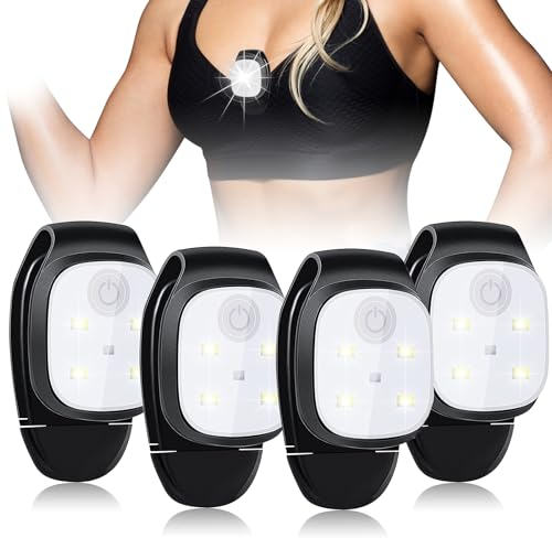 RANJIMA 4 Stück LED Clip Lampe,Clip Lampe Outdoor USB Wiederaufladbar,Nacht Clip Lauflicht LED Klein Stirnlampe Lauf Ausrüstung Sicherheitslicht Laufzubehör für Laufen Joggen Camping Wandern Klettern