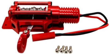 RCGOFOLLOW Winde, Metallwinde für RC Autos, Verschiedene Optionen, einfache Installation, bearbeitete Winde, RC Autowinde, RC Autoteile, Rot