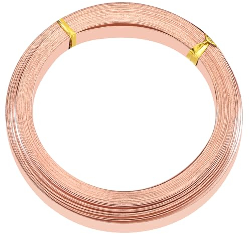 PATIKIL Filo di Rame Piatto, 2 Rotoli 32 Calibro/0,2x8mm Dia 6m/19,69 Piedi Filo Piatto Flessibile per Creazione Gioielli Fai da Te, Rame