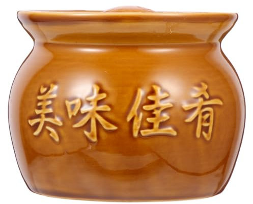 DEARMAMY Stufato in ceramica con coperchio – Pirofila in terracotta 500 Ml Mini ciotola in ceramica cinese Casseruola di terra per la cucina a casa D