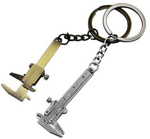 MEIYITIANNVSHEN 2 Packs Mini Caliper Tools Key Ring Pendant Slider Slides Keyring Portable Alloy Vernier Caliper Key Chain Calipers for Measuring Gauging Tools Ornaments Rulers