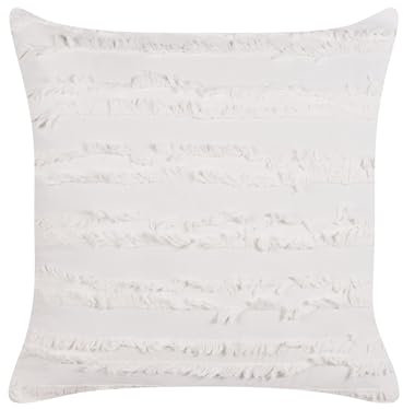 Beliani Dekokissen weiß mit Fransen 45 x 45 cm quadratisch Abnehmbarer Bezug Makneh
