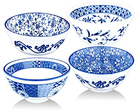 Kithing Müslischale, 300ml, Dessertschüssel aus Porzellan, Dessertschale Keramik, Snackschale für Eiscreme, Dessert, Nachtisch, 4er Pack(a 4.5in)