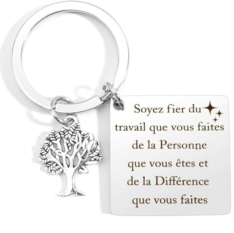 WRNZL Merci Cadeau Maitresse D'école Fin D'année Cadeau Atsem Creche Maîtresse Professeur Institutrice Prof Nounou Collègue Infirmiere Medecin Amie Cadeaux Idee Original Utile Insolite Porte Clef