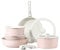 CAROTE Pots and Pans Set, Nonstick Cookware Sets Detachable Handle, 15pcs Induction Kitchen Cookware Set Non Stick with Removable Handle, Oven Safe, RV Cookware Set, Pink Granite