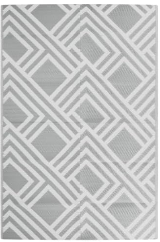 vidaXL Outdoor Teppich, Gartenteppich Beidseitig, Balkonteppich Terrassenteppich UV-beständig, Läufer Teppich für Balkon Terrasse, Grau 120x180cm PP