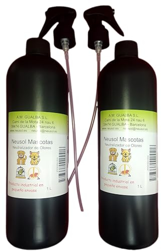 Neusol Mascotas Elimine instantanément les odeurs d'animaux domestiques. Anti-odeur pour tous types d'animaux (chiens, chats...) et applications (canapés, litières, lits) Nettoyeur d'urine (2L)