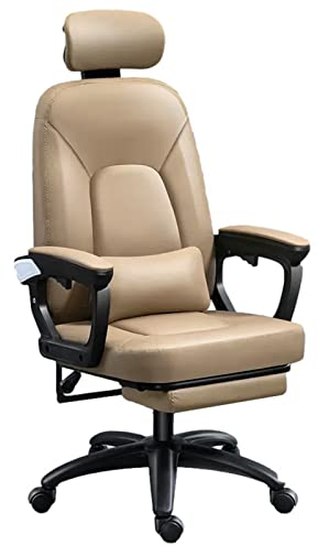 Home-Office-Stuhl mit hoher Rückenlehne, gepolsterten Armlehnen und einziehbarer Fußstütze, höhen- und neigungsverstellbarer Chefbürostuhl, ergonomischer Computer-Dreh-Designerstuhl aus Kunstleder,
