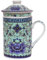 Keramik Teetasse mit Deckel + Sieb für Losen Tee mit Asiatischem Motiv (Lila Seerose, 507) Japanische Chinesische Tasse Für Teeliebhaber, Porzellan Kaffee Geschenk Set Asien Asia Becher Haferl