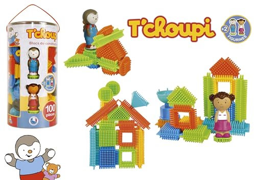 BLOKO | Blocs de Construction Avec Figurines T'choupi et Lalou Incluses | 100 Pièces | Kit Éducatif Créatif pour Enfants | Dès 12 Mois | Idée Cadeau | Fabriqué en Europe | 503740