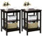 COSTWAY Nachttisch 3 Ebenen, 2er Set Beistelltisch Nachtschrank, Sofatisch Couchtisch für Schlafzimmer, Wohnzimmer 40x40x61cm (II-förmig, Braun)