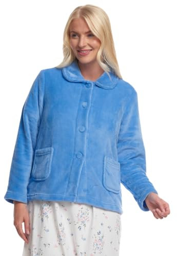 Suzy & Me Veste de lit en polaire super douce pour femme (BLEU BLEUET 52-54)