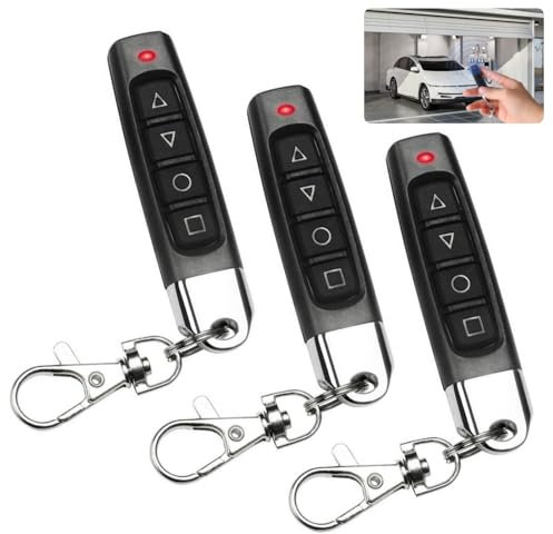 3 Pcs Mando Garaje Universal 433 MHz, Mando Garaje Universal, Duplicador Control Remoto de Largo Alcance hasta 50M, Mando Inalámbrico con 4 Canales,Reemplazo de Llave para Puertas de Garaje y Portales