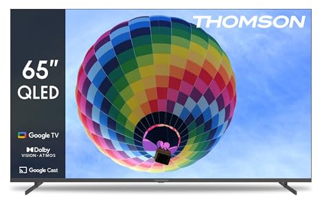 THOMSON 65 Zoll (164cm) QLED Google Smart TV, Wi-Fi, Dolby Audio, Bluetooth 5.1, Triple-Tuner (Kabel/Satellit/Antenne), HDMI, CI+, A+ Panel - 65QG4S14