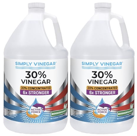 Simply Vinegar 30% Vinegar – Pure Concentrated Active-Force Vinegar for Cleaning, Home, and Garden, 128 oz (2)