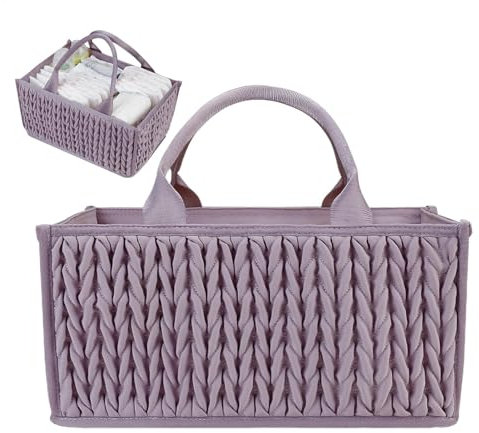 Nuytghr Portable Diaper Caddy Basket, Baby Diaper Organizer Basket, Diaper Storage Caddy, Diaper Organizer with Handles, Baby Diaper Storage Basket, Baby Caddy for Diapers and Wipes