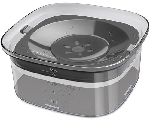 Eosbird 2L Wassernapf Hund Ohne Sabbern Edelstahl Reisenäpfe No Spill Drinking Bowl, 2 L Großer Auslaufsicherer Hundenapf, rutschfest Slow Feeder Hundenäpfe für Grosse Hunde(Grey)