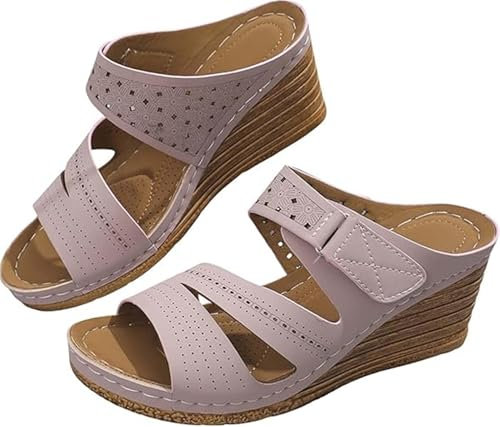 YYPZTWO Sandali Donna Estivi ortopedici con Zeppa Infradito da Donna comode con correzione dell'alluce Pantofole Casual Open Toe,Rosa,EU36/US5