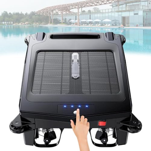 Robot écumeur de surface de piscine à énergie solaire avec nettoyage continu 24h/24 et 7j/7, robot nettoyeur sans fil, évitement intelligent des obstacles, 2 modes de vitesse