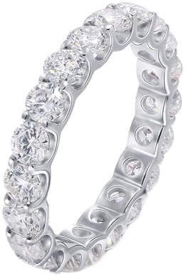 Damenring Zeigefinger, Engagement Ring Set Ewigkeitsring mit Weiß Rundschliff Moissanit 14K Weißgold Größe 45 (14.3)