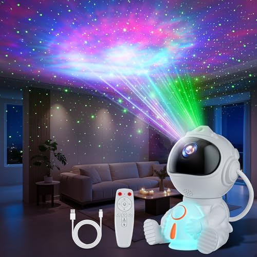 Swoieltr Astronaut Galaxy Projector, Star Projector with 8 Nebula Modes | 360° Adjustable Projection Lamp, Remote & Timer Starry Sky Light, Rocket Night Light for Bedroom, Space Gift for Kids Adult