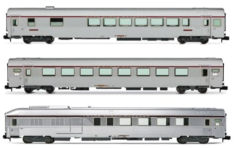 ARNOLD HN4500 SNCF, N Gauge Train Set | 3-unit set TEE Mistral (Nice-Paris), Vru + Arux + AD4tux, silver livery, Epoch IV, 1:160 Scale