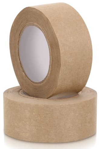 LOLIPPYY 2 Rollen Wasseraktiviertes Papierklebeband Feuchtkleber Nassklebeband für Bilderrahmen Montage und Abdichtung Reißfest Zuverlässige Fixierung Vielseitig für Kunst und Verpackung